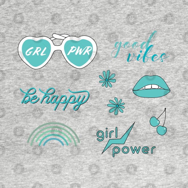 Super cute Teal Girl Power Sticker Pack by YourGoods